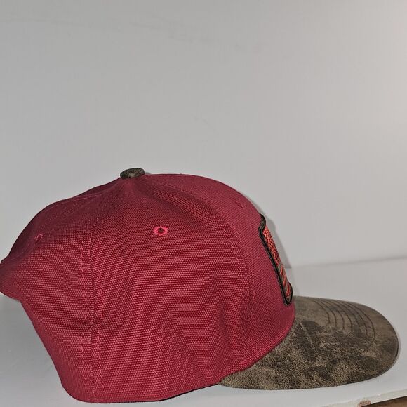 Pit Bull Mens Baseball Hat Leather American Flag Patch And Visor Red Brown Snap - Picture 5 of 14